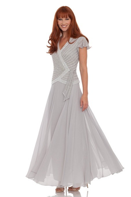 J Kara Embellished Mock Two-Piece Dress Silver