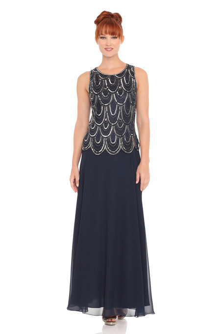 J Kara Embellished Popover Dress Navy / Mercury