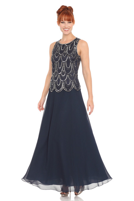 j kara Embellished Popover Dress Navy / Mercury