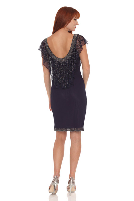 J Kara Flutter Sleeves Caplet Dress Violete