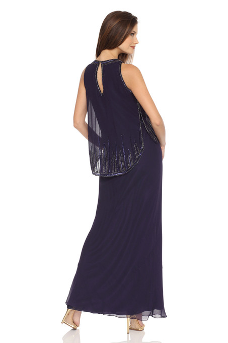 J Kara Halter Popover Beaded Dress Violet