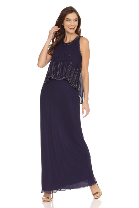 j kara Halter Popover Beaded dress Violet