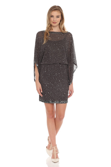 j kara Kimono Sleeve Blouson Dress Slate