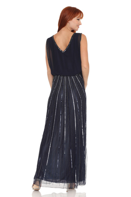 J Kara Sequin And Bead Dress Navy