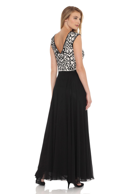 J Kara Sequined Bodice Gown Ivory/Black