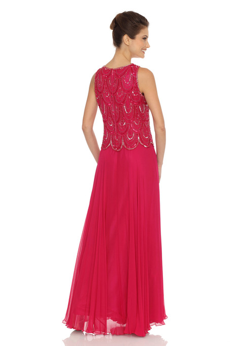 J Kara Sleeveless Beaded Dress Fushia