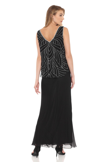 J Kara V-Neck Popover Blouse Dress Black