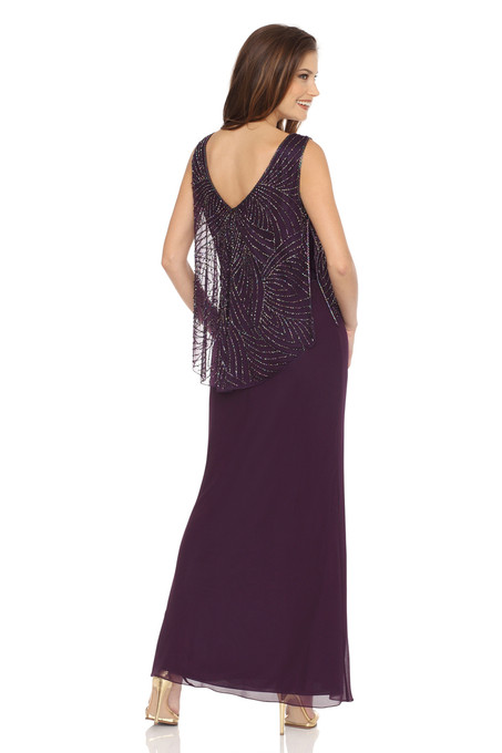 J Kara V Neck Popover Blouse Dress Plum