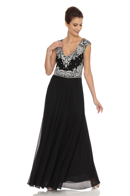 j Kara Vintage Look Beaded Dress Black