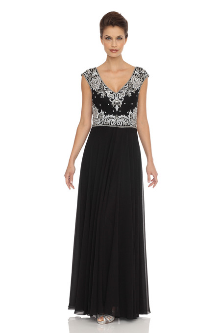 j Kara Vintage Look Beaded Dress Black