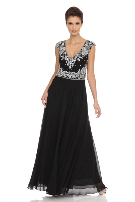 j kara Vintage Look Beaded Dress Black