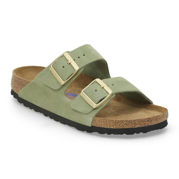j shoes Birkenstock - Arizona Suede Soft Footbed - Green Tea