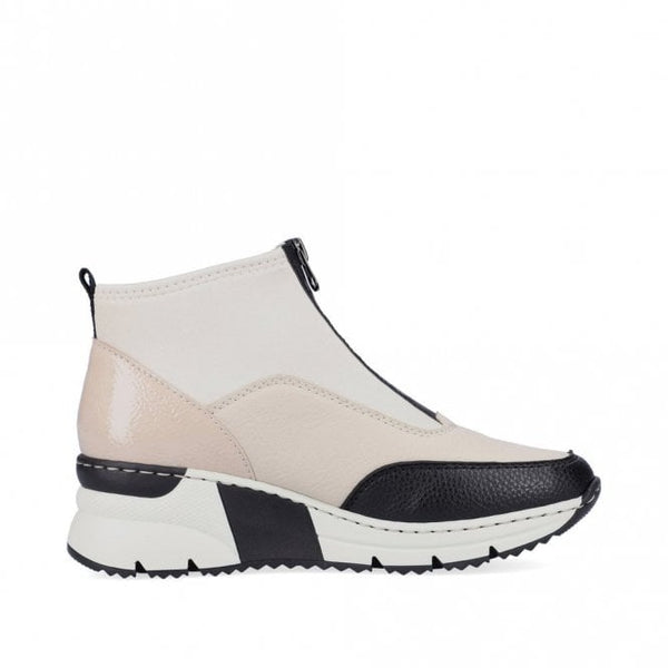 J Shoes Rieker - N6352-60 - Cream Zip Up Boot