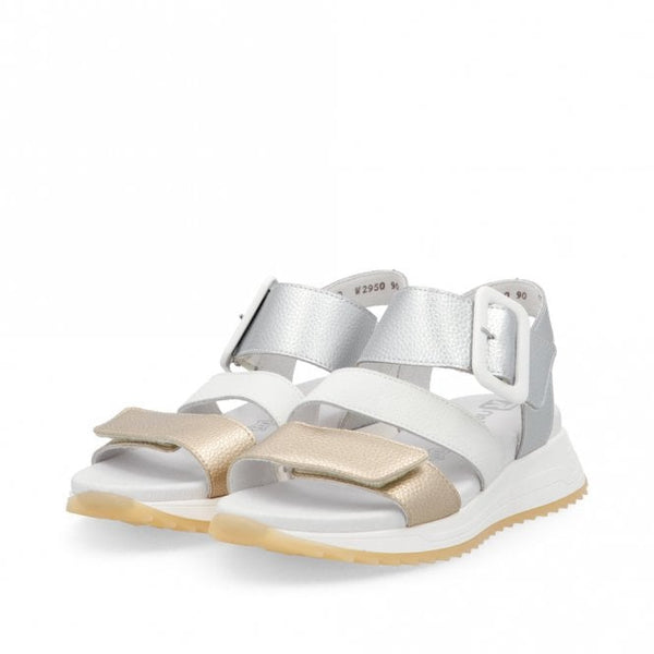 J Shoes Rieker - W2950-90 - Metallic Velcro Sandals
