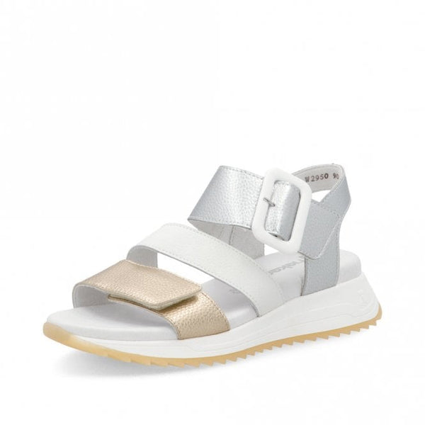 j shoes Rieker - W2950-90 - Metallic Velcro Sandals