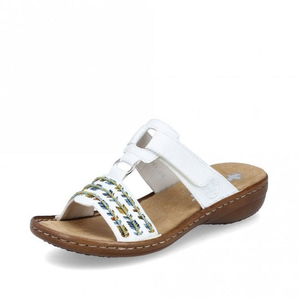 j shoes Rieker - 60867-80 - White Beaded Slip On Sandal