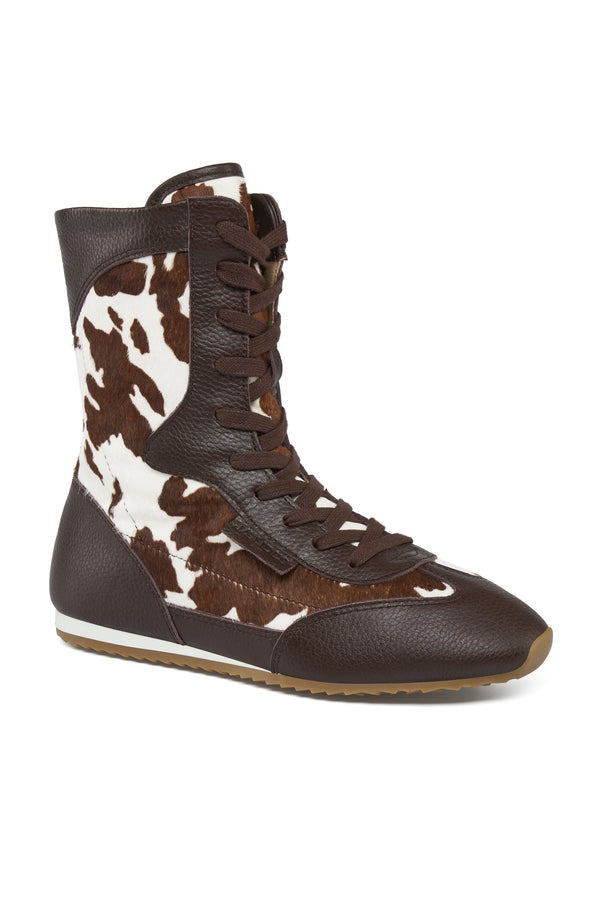 J Slides PHOENIX Sneaker BROWN/WHITE COW PRINT