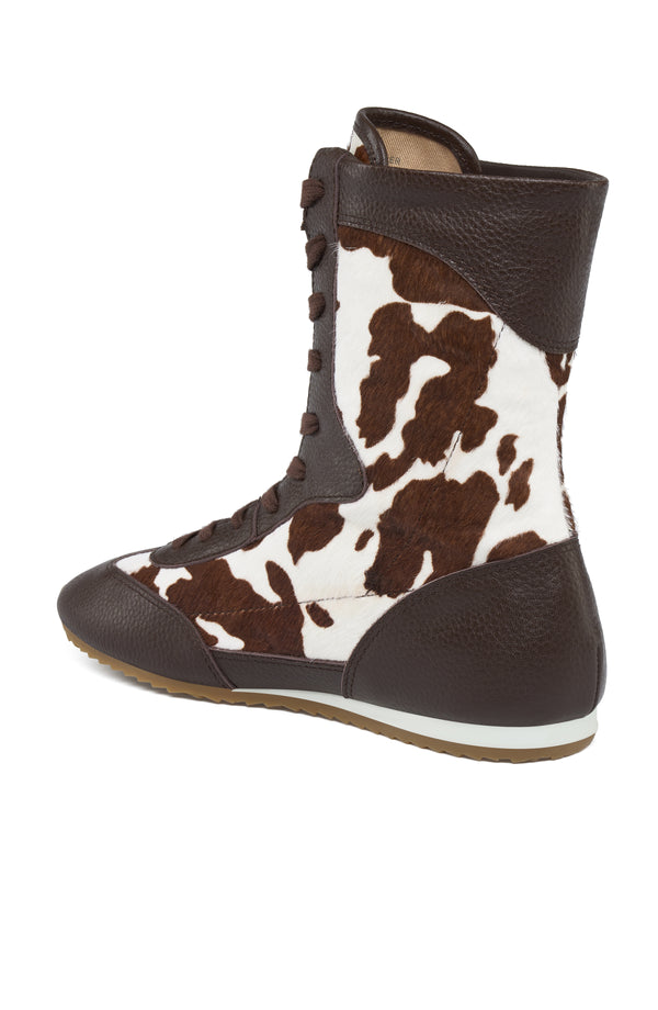 J Slides PHOENIX Sneaker BROWN/WHITE COW PRINT