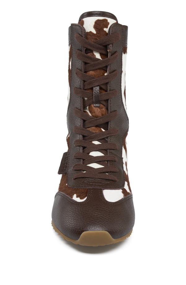 J Slides PHOENIX Sneaker BROWN/WHITE COW PRINT