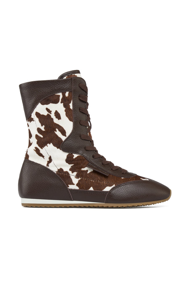 j slides PHOENIX Sneaker BROWN/WHITE COW PRINT