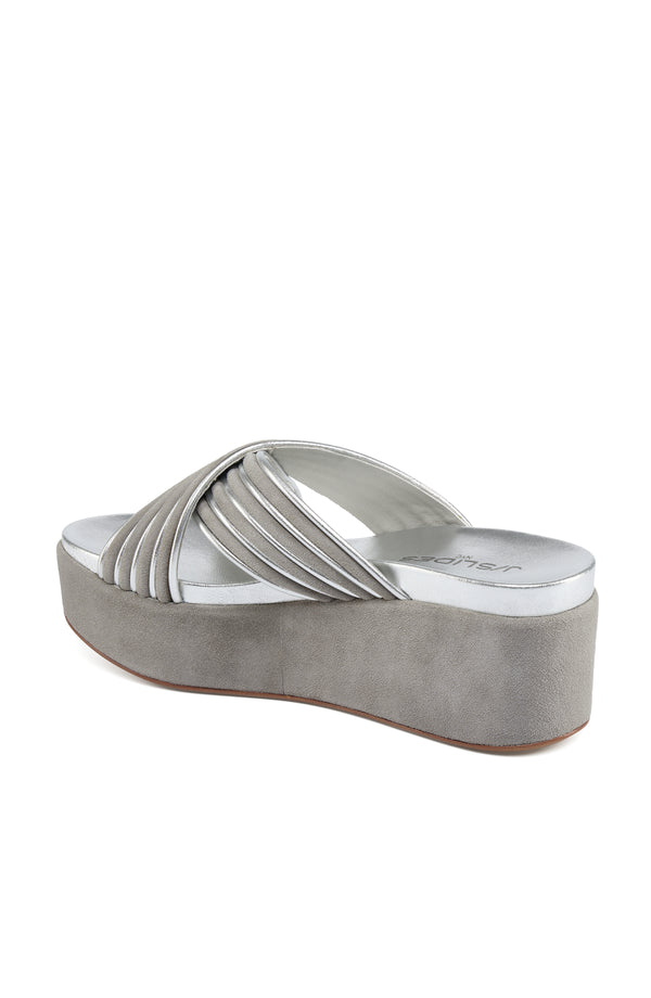 J Slides QUIANA Grey Suede