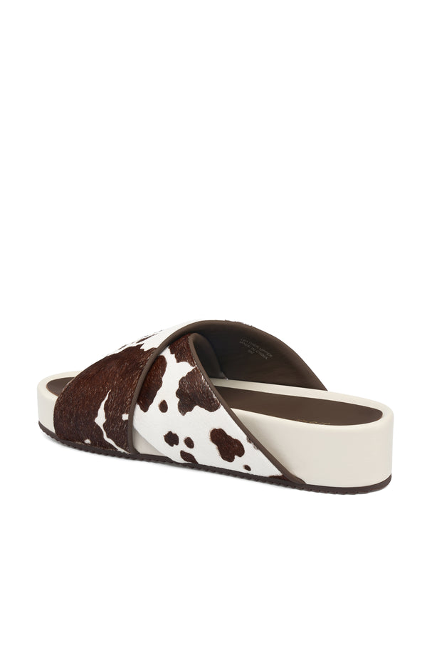 J Slides SELINA Sandal BROWN/WHITE COW PRINT