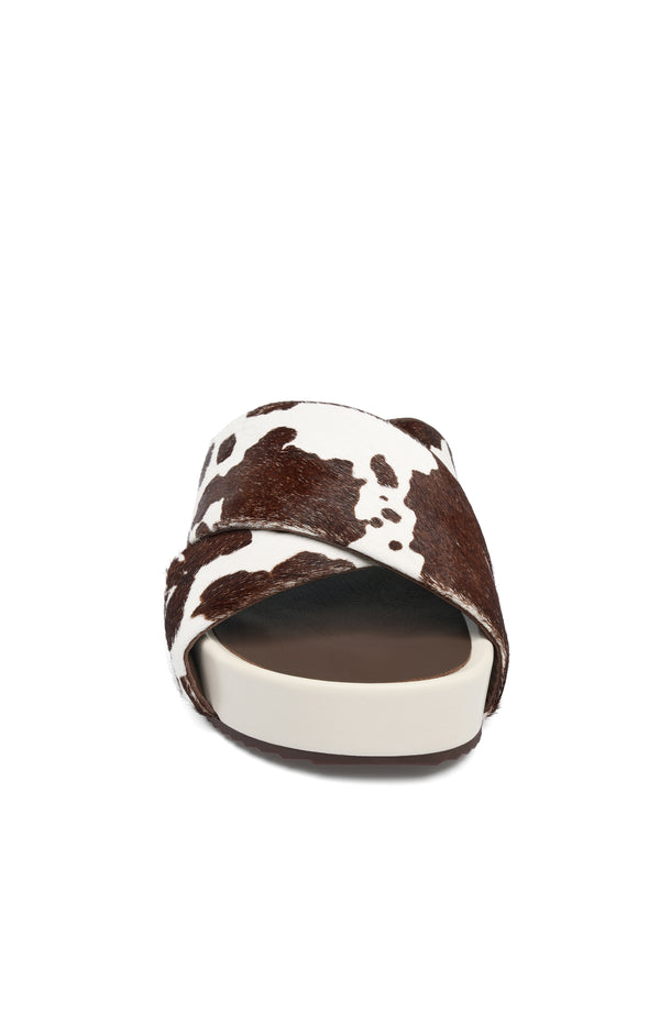 J Slides SELINA Sandal BROWN/WHITE COW PRINT
