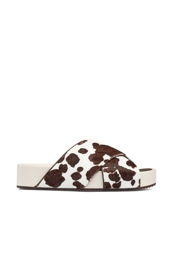 j slides SELINA Sandal BROWN/WHITE COW PRINT