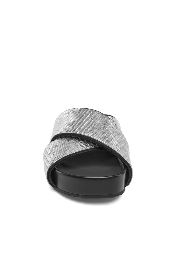 J Slides SELINA Sandal White Clear Stones