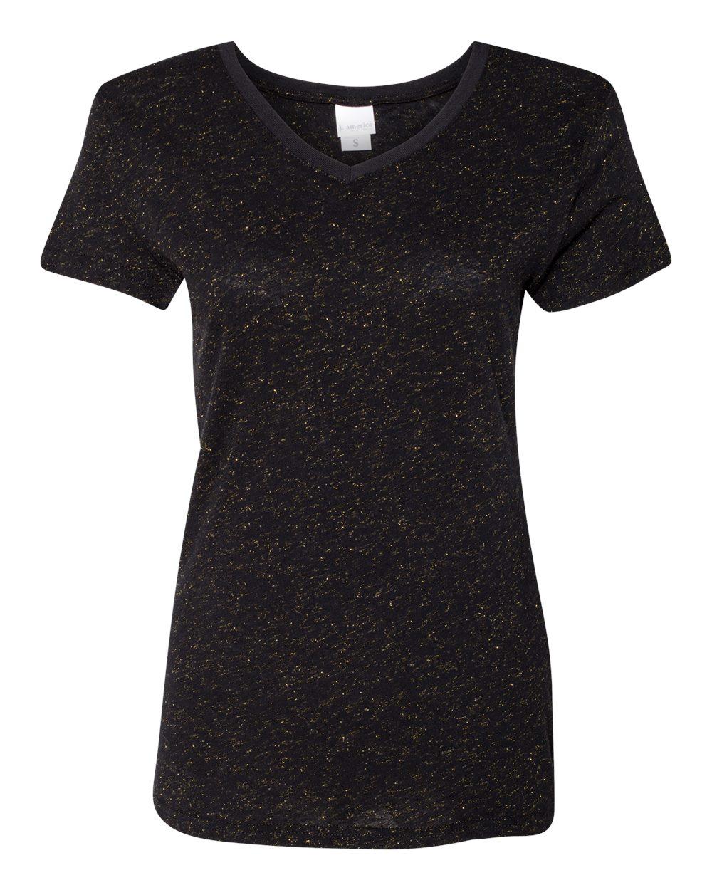 J. America 8136 LADIES GLITTER V-NECK TEE