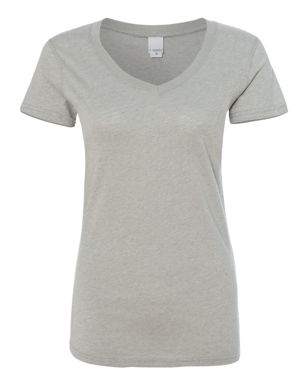 J. America 8136 LADIES GLITTER V-NECK TEE