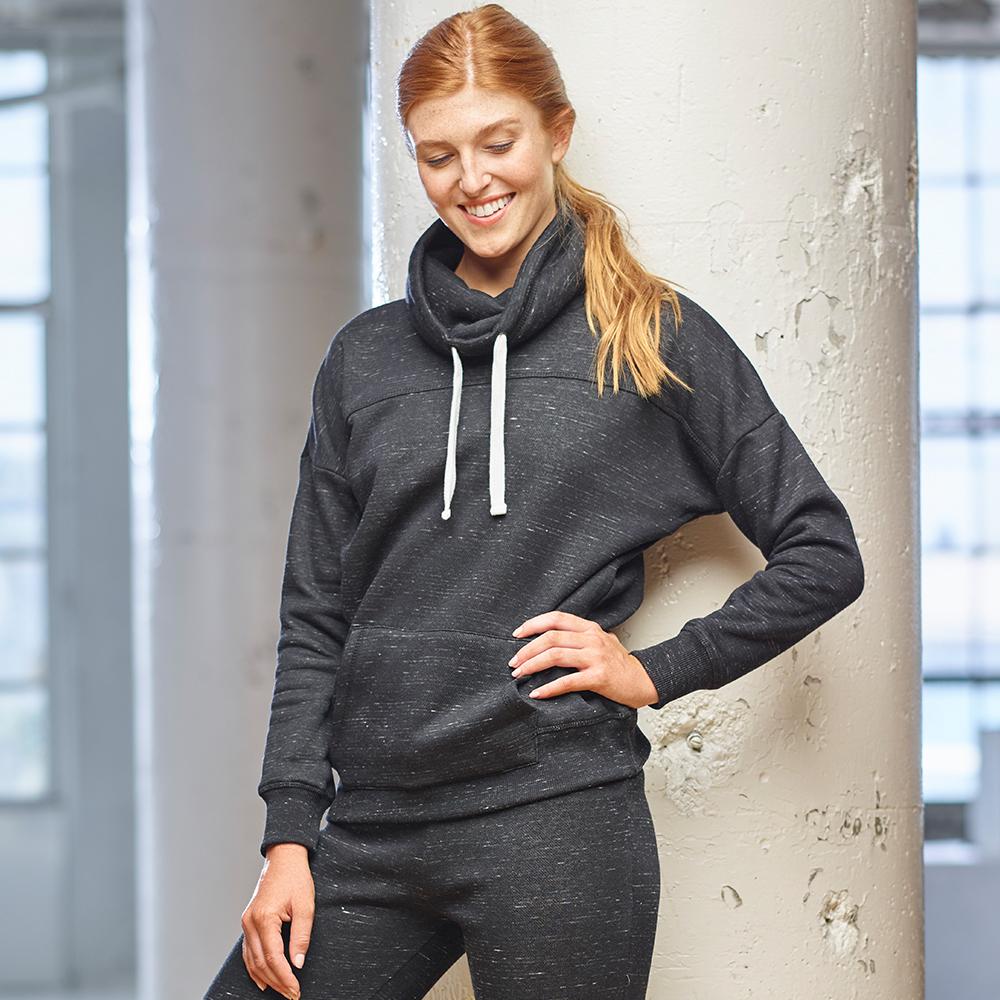 j. america 8673 LADIES MELANGE FLC COWL NECK