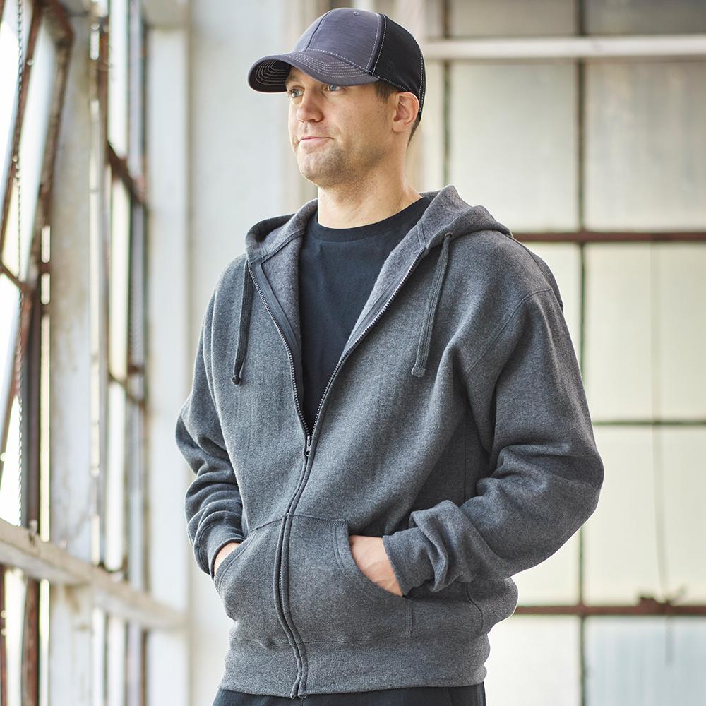 j. america 8821 PREMIUM FULL ZIP FLEECE HOOD