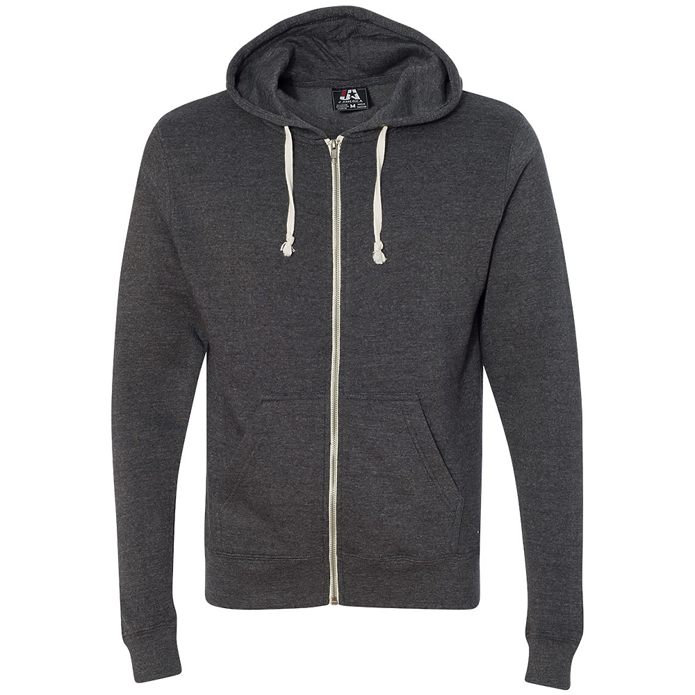 J. America 8872 TRI-BLEND FULL ZIP FLEECE HOOD