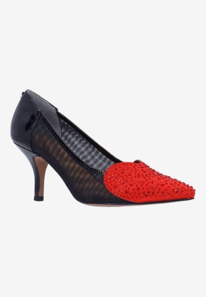 j. reneé COOPID PABLR BLACK/RED PATENT/MESH