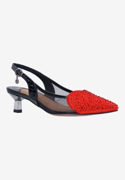 j. reneé GWYN PABLR BLACK/RED PATENT/SATIN/MESH