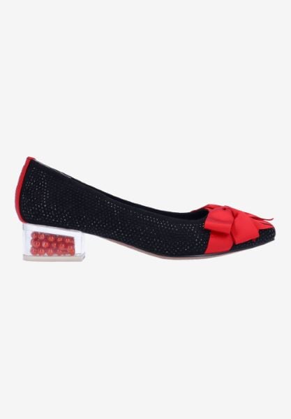 J. Reneé JOLLEE SUBRE BLACK/RED SUEDE/SATIN/STONES