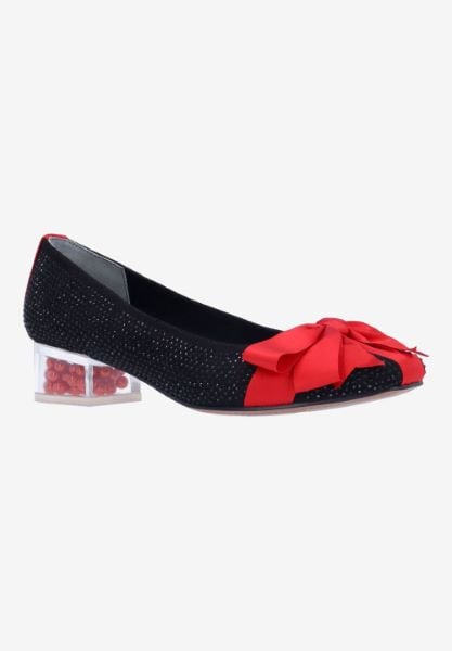 j. reneé JOLLEE SUBRE BLACK/RED SUEDE/SATIN/STONES