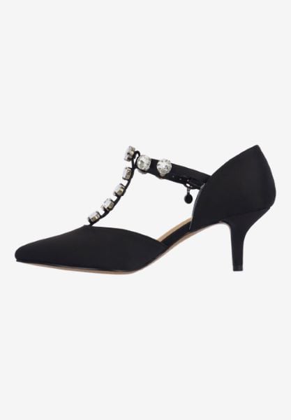 J. Reneé MAYVEN SABLC BLACK SATIN/CLEAR RHINESTONES