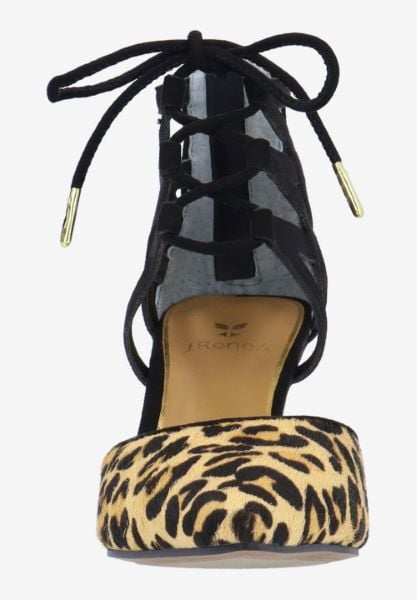 J. Reneé MILINA APBLB BLACK/BROWN SUEDE/HAIR-ON