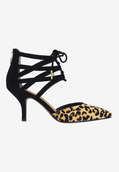 J. Reneé MILINA APBLB BLACK/BROWN SUEDE/HAIR-ON