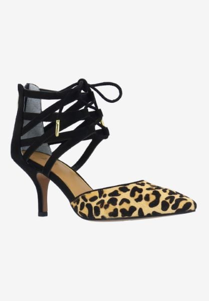 j. reneé MILINA APBLB BLACK/BROWN SUEDE/HAIR-ON