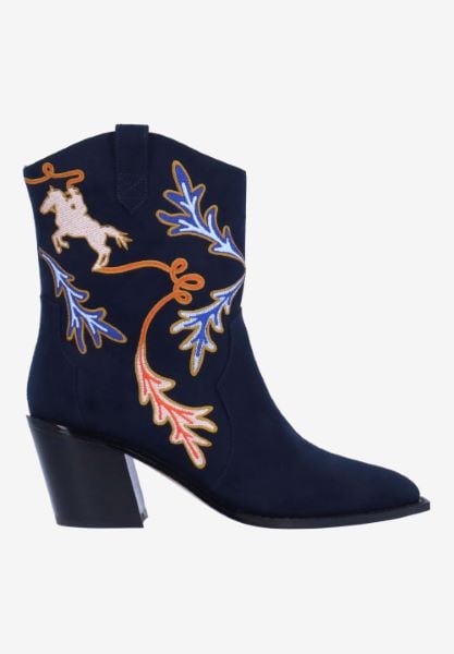 J. Reneé SKYLA SUNAR NAVY/RED EMBROIDERED SUEDE