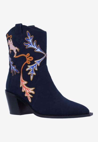 j. reneé SKYLA SUNAR NAVY/RED EMBROIDERED SUEDE