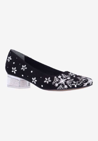 j. reneé SNOWFL SUBLW BLACK/WHITE SUEDE