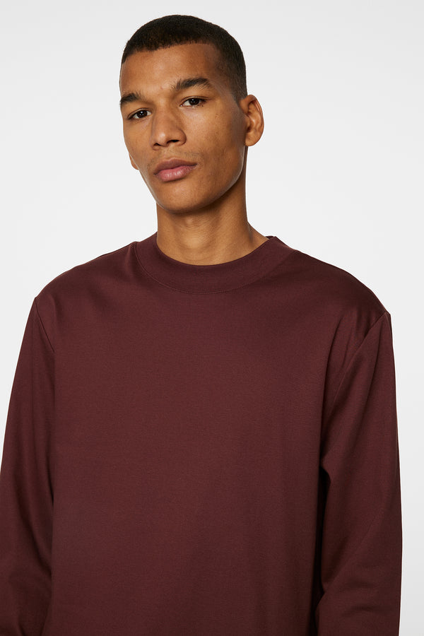 J.lindeberg Ace Mock Neck LS T Shirt Bitter Chocolate
