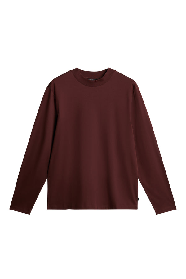 J.lindeberg Ace Mock Neck LS T Shirt Bitter Chocolate
