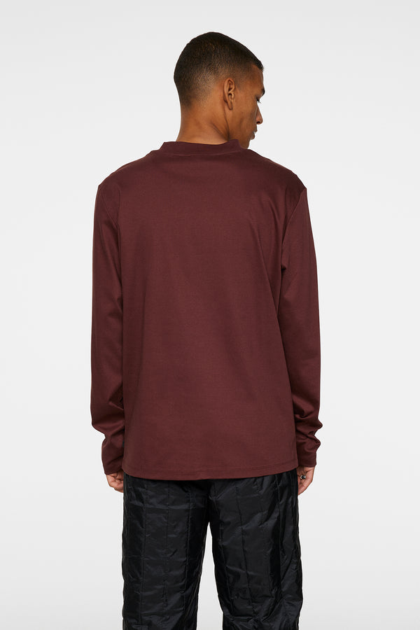 J.lindeberg Ace Mock Neck LS T Shirt Bitter Chocolate