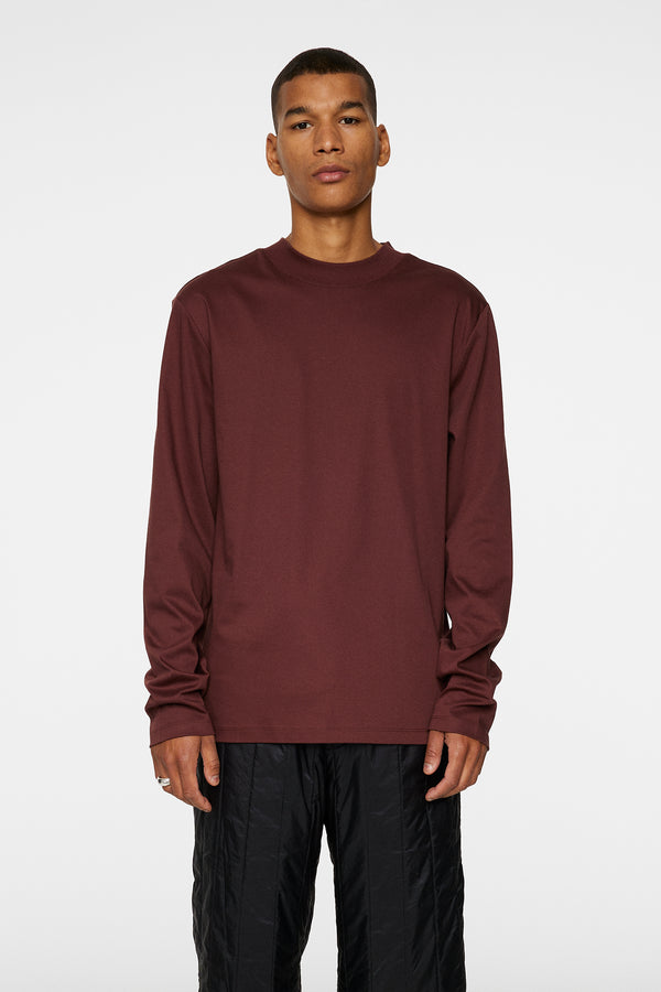 j.lindeberg Ace Mock Neck LS T Shirt Bitter Chocolate