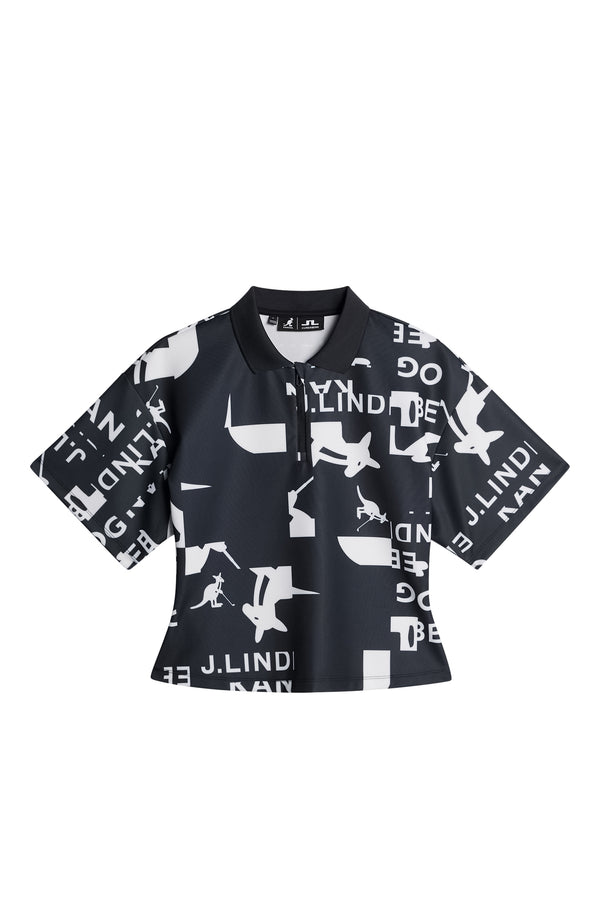 J.lindeberg Amila Print Top JL Kangol Black White M